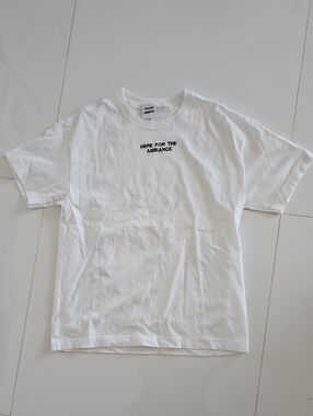 Those Shirts Brand  White Short Sleeve Graphic Tee - 'Here For The Ambiance'